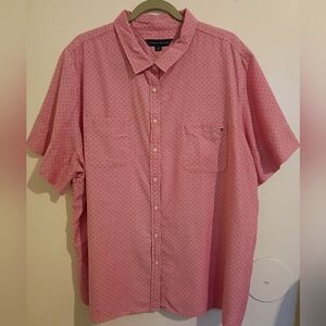 Tommy Hilfiger Women's Pink Polka Dot Short Sleeve Shirt Sz 2X